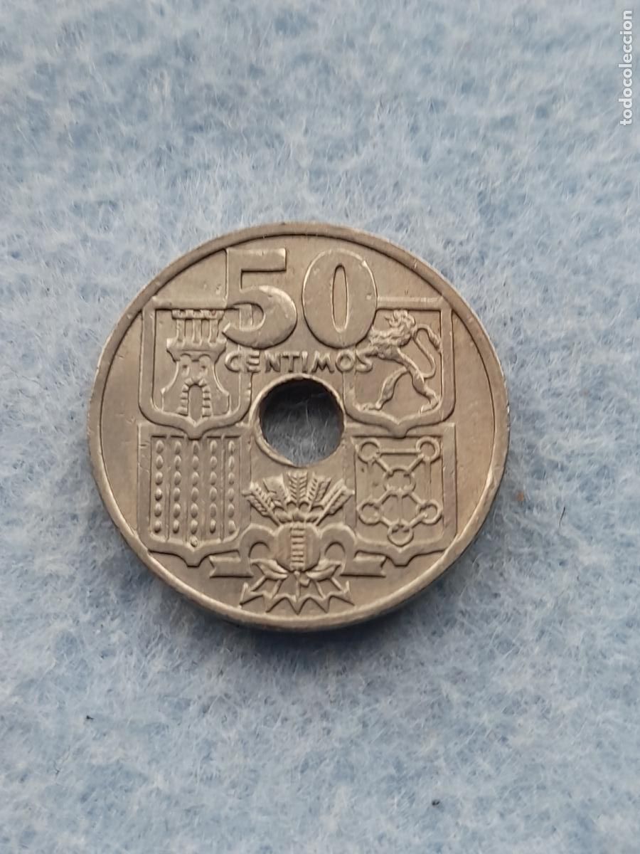 Moedas Franco: Estado Espa&ntilde;ol. 50 C&eacute;ntimos. Flechas invertidas. A&ntilde;o 1949.