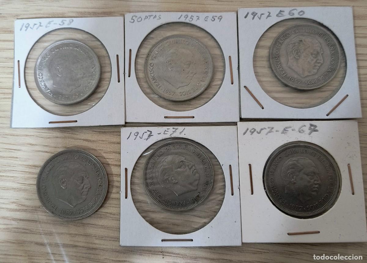 Monedas Franco: Lote de 6 monedas de 50 pesetas 1957