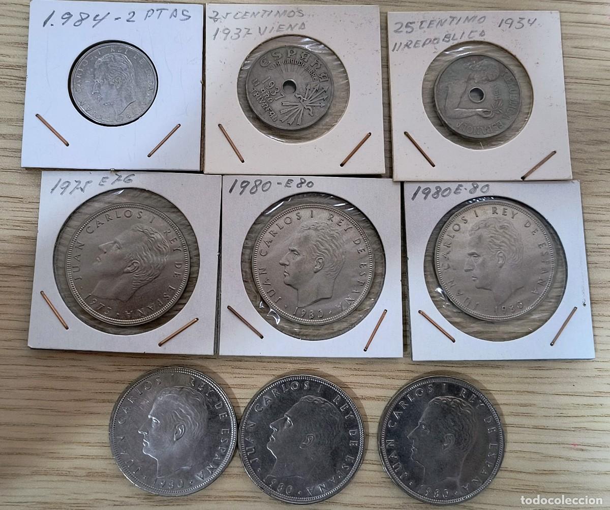 Monedas Franco: Lote de 2 ptas 84 + 25 cts Rep&uacute;blica/Guerra + 100 ptas 75/80