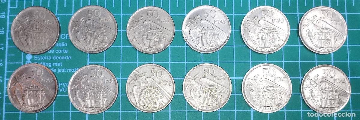 Monedas Franco: LOTE 12 MONEDAS 50 PESETAS FRANCO - ESPA&Ntilde;A 1957 - * 59 - CUPRON&Iacute;QUEL - MBC