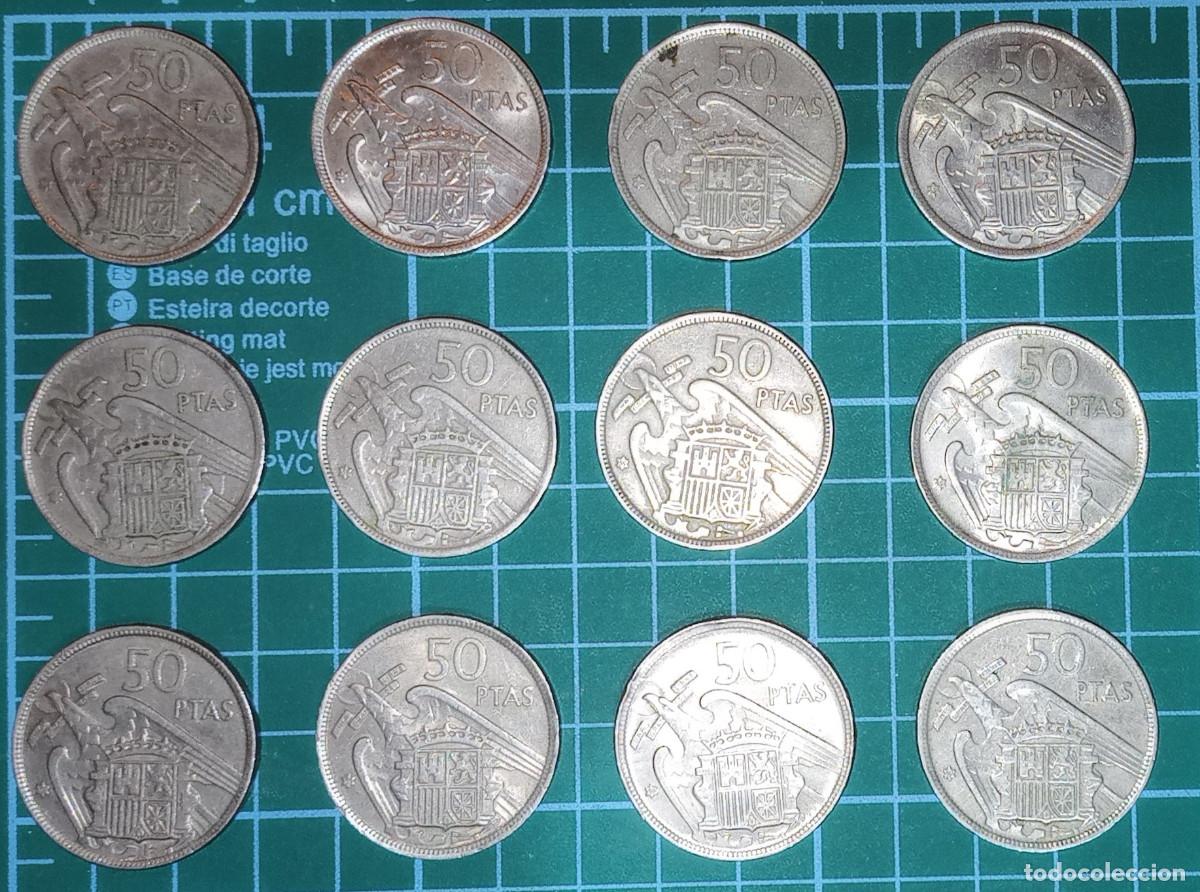 Monedas Franco: LOTE 12 MONEDAS 50 PESETAS FRANCO - ESPA&Ntilde;A 1957 - * 59 - CUPRON&Iacute;QUEL - MBC