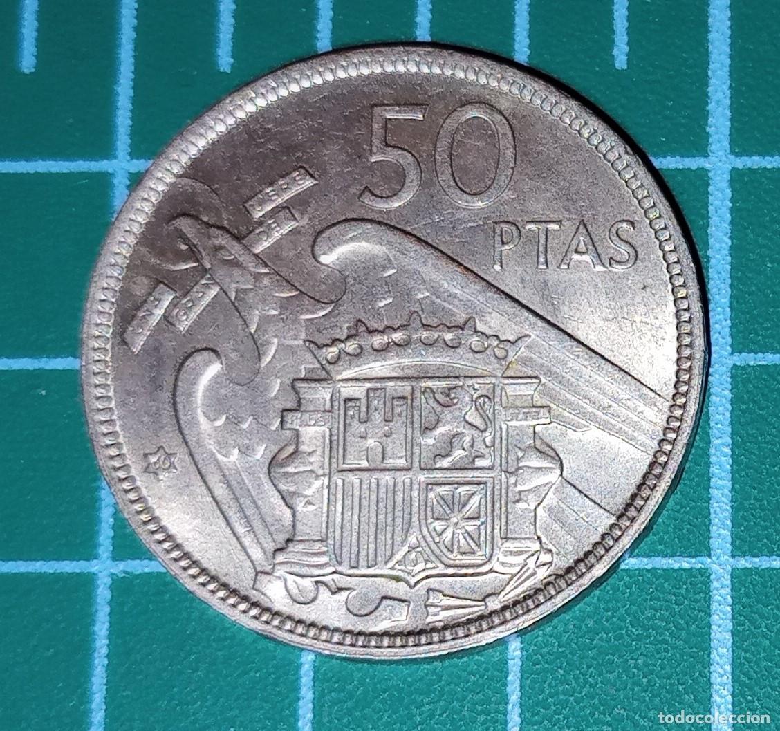 Monedas Franco: MONEDA - 50 PESETAS FRANCO - ESPA&Ntilde;A 1957 - * 60 - CUPRON&Iacute;QUEL - MBC