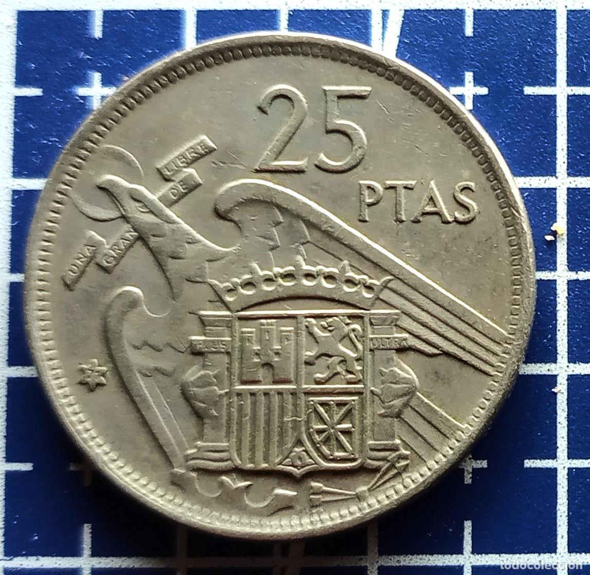 Monedas Franco: MONEDA - 25 PESETAS FRANCO - ESPA&Ntilde;A 1957 - * 71 - CUPRON&Iacute;QUEL - MBC