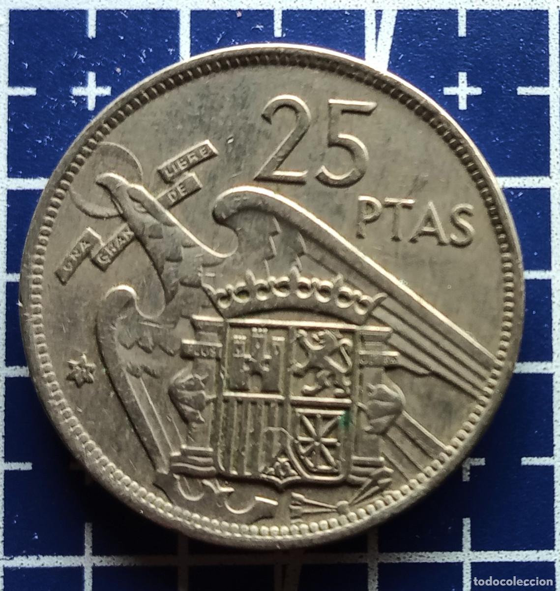 Monedas Franco: MONEDA - 25 PESETAS FRANCO - ESPA&Ntilde;A 1957 - * 71 - CUPRON&Iacute;QUEL - MBC