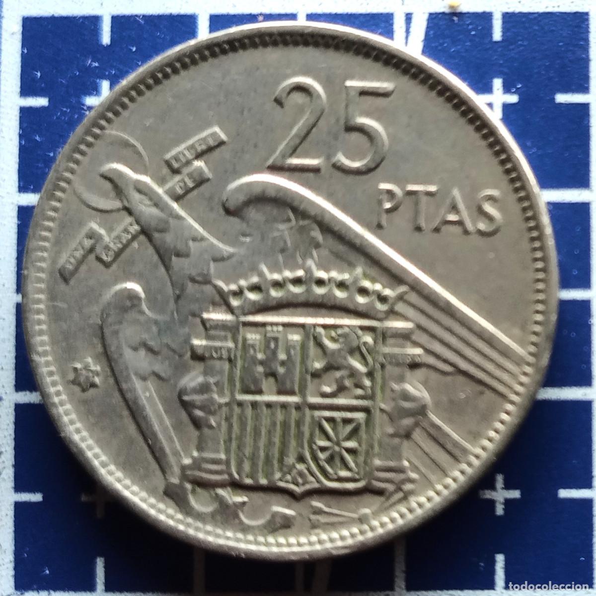 Monedas Franco: MONEDA - 25 PESETAS FRANCO - ESPA&Ntilde;A 1957 - * 71 - CUPRON&Iacute;QUEL - MBC