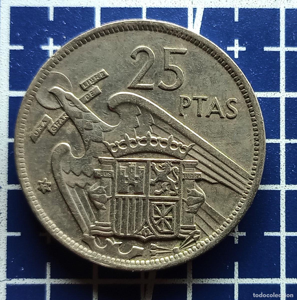 Monedas Franco: MONEDA - 25 PESETAS FRANCO - ESPA&Ntilde;A 1957 - * 72 - CUPRON&Iacute;QUEL - MBC