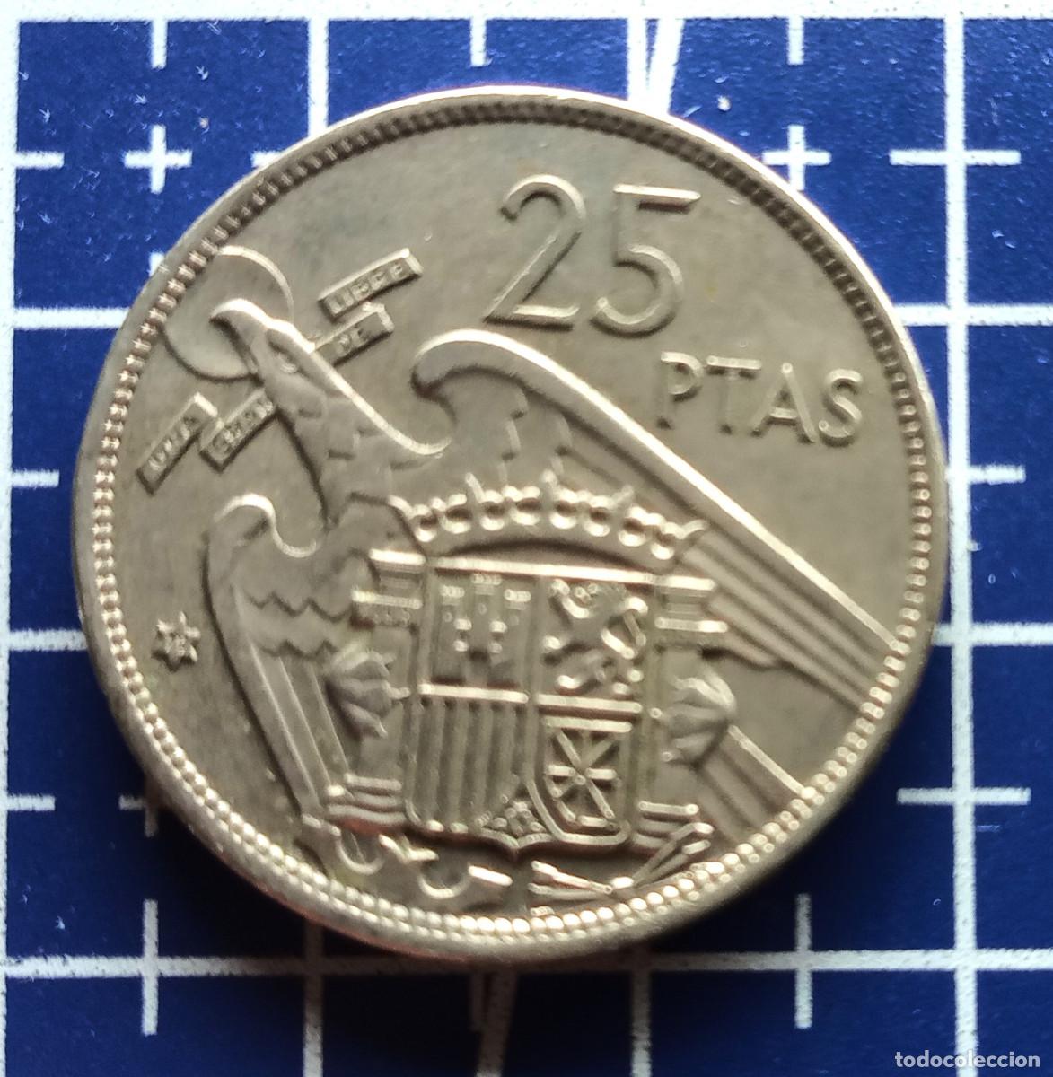 Monedas Franco: MONEDA - 25 PESETAS FRANCO - ESPA&Ntilde;A 1957 - * 72 - CUPRON&Iacute;QUEL - MBC