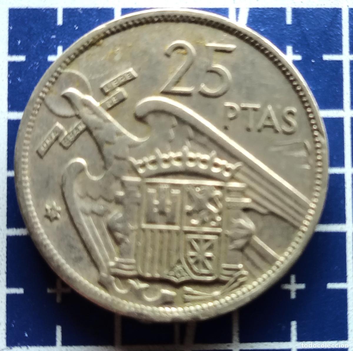 Monedas Franco: MONEDA - 25 PESETAS FRANCO - ESPA&Ntilde;A 1957 - * 72 - CUPRON&Iacute;QUEL - MBC