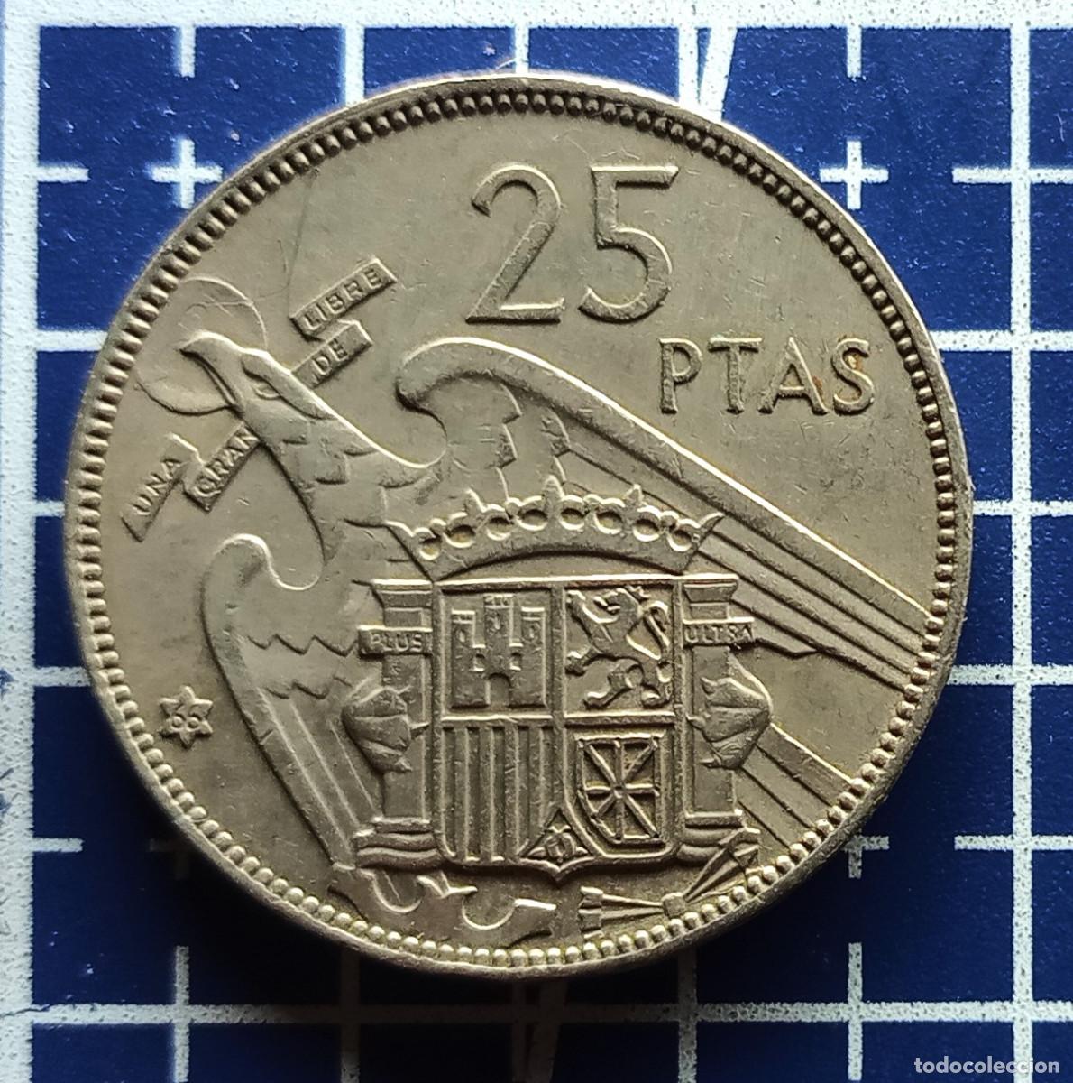 Monedas Franco: MONEDA - 25 PESETAS FRANCO - ESPA&Ntilde;A 1957 - * 66 - CUPRON&Iacute;QUEL - MBC