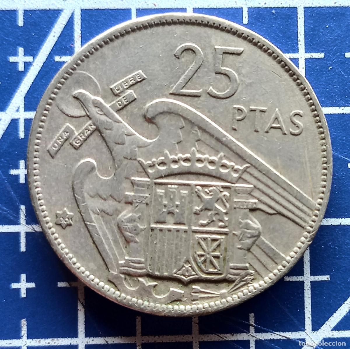 Monedas Franco: MONEDA - 25 PESETAS FRANCO - ESPA&Ntilde;A 1957 - * 66 - CUPRON&Iacute;QUEL - MBC