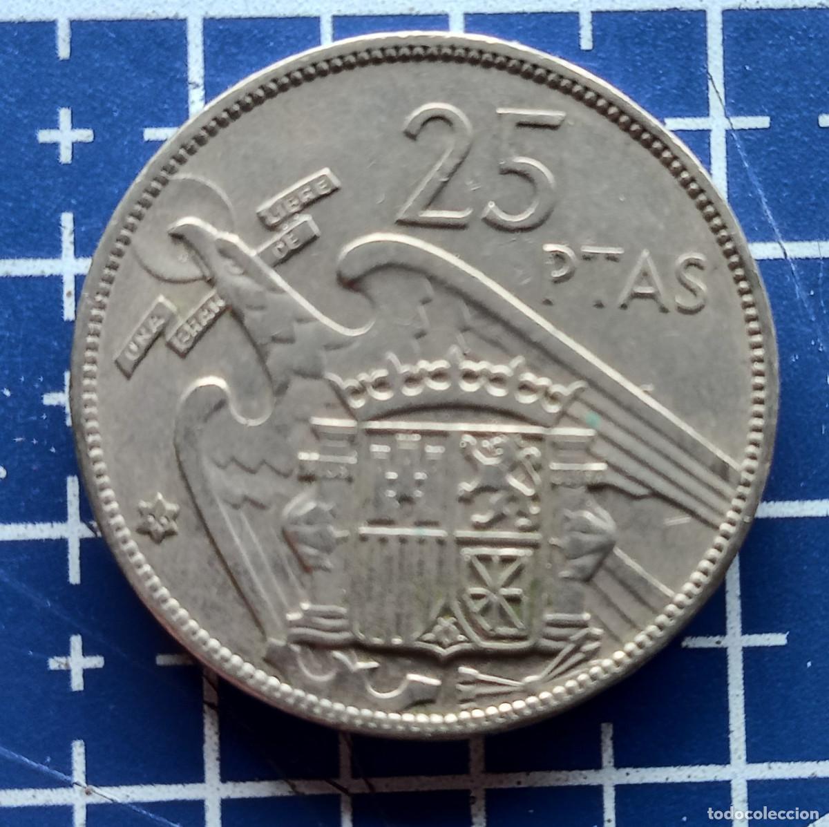Monedas Franco: MONEDA - 25 PESETAS FRANCO - ESPA&Ntilde;A 1957 - * 66 - CUPRON&Iacute;QUEL - MBC