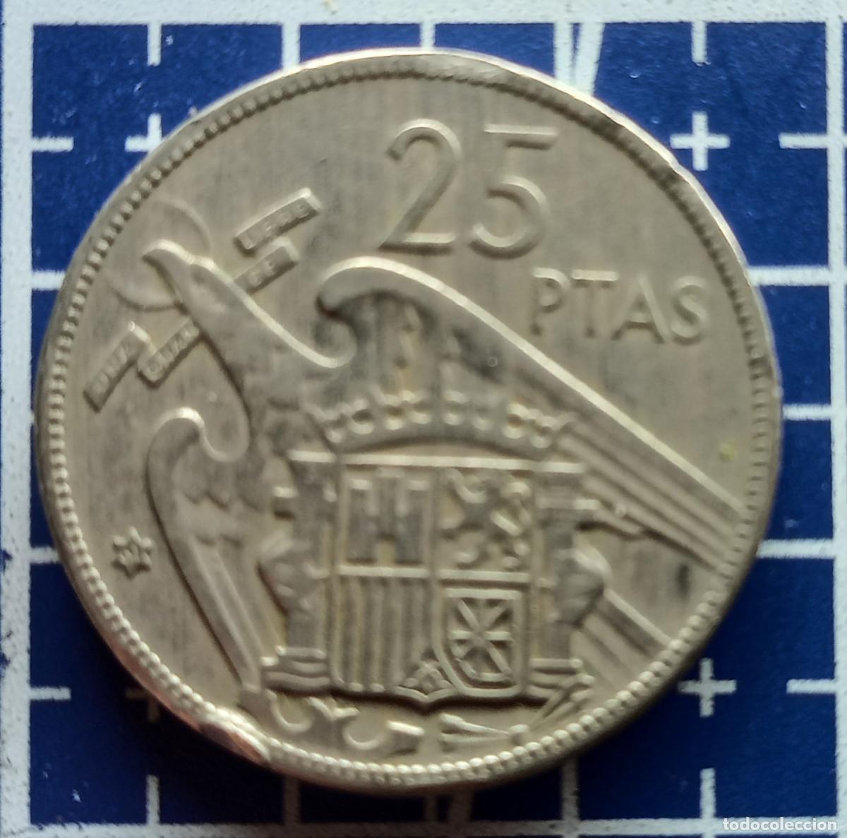 Monedas Franco: MONEDA - 25 PESETAS FRANCO - ESPA&Ntilde;A 1957 - * 61 - CUPRON&Iacute;QUEL - MBC