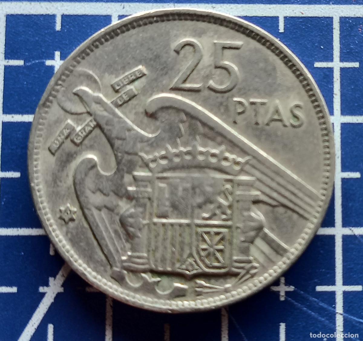 Monedas Franco: MONEDA - 25 PESETAS FRANCO - ESPA&Ntilde;A 1957 - * 61 - CUPRON&Iacute;QUEL - MBC