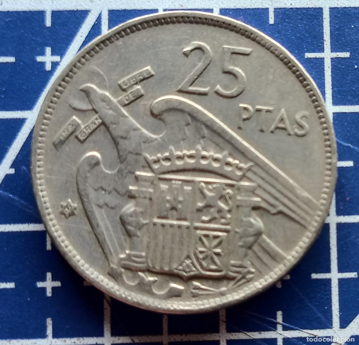 Monedas Franco: MONEDA - 25 PESETAS FRANCO - ESPA&Ntilde;A 1957 - * 61 - CUPRON&Iacute;QUEL - MBC