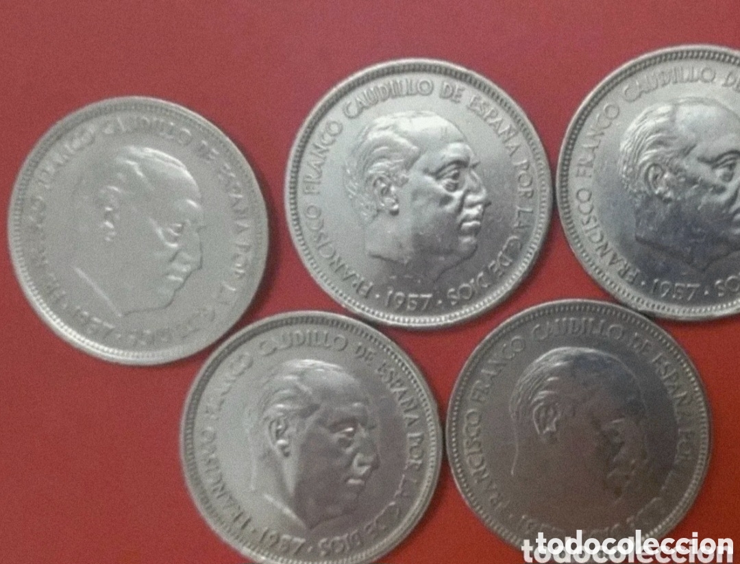 Monedas Franco: LAS 5 MONEDAS CIRCULANTES DE 50 PESETAS 1957