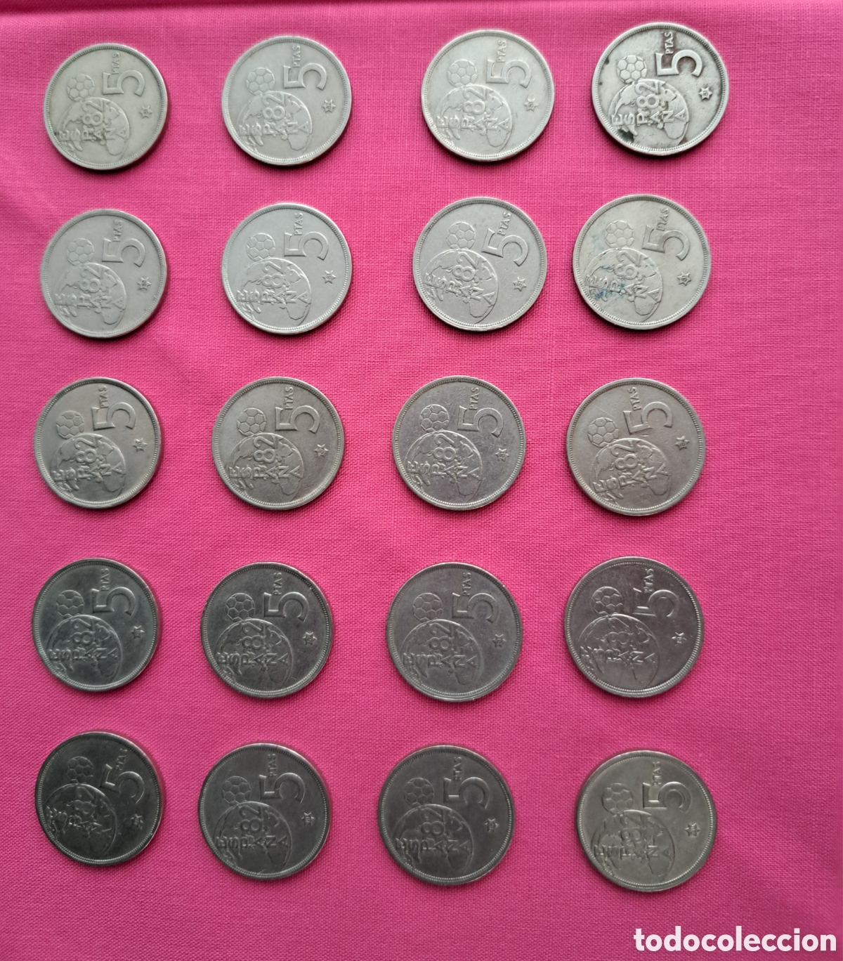 Monedas Franco: Lote 20 monedas 5 Pesetas 1980 Mundial 82 Espa&ntilde;a Juan Carlos I