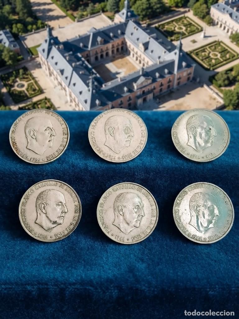 M&uuml;nzen unter Franco: Lote 6 monedas plata 100 pts Franco 1966 estrella 1966