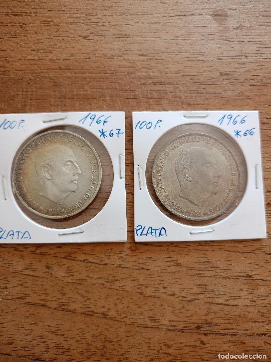 Monedas Franco: LOTE: 100 PTA DE 1966 *66 *67. PLATA. EXCELENTE CONSERVACI&Oacute;N.