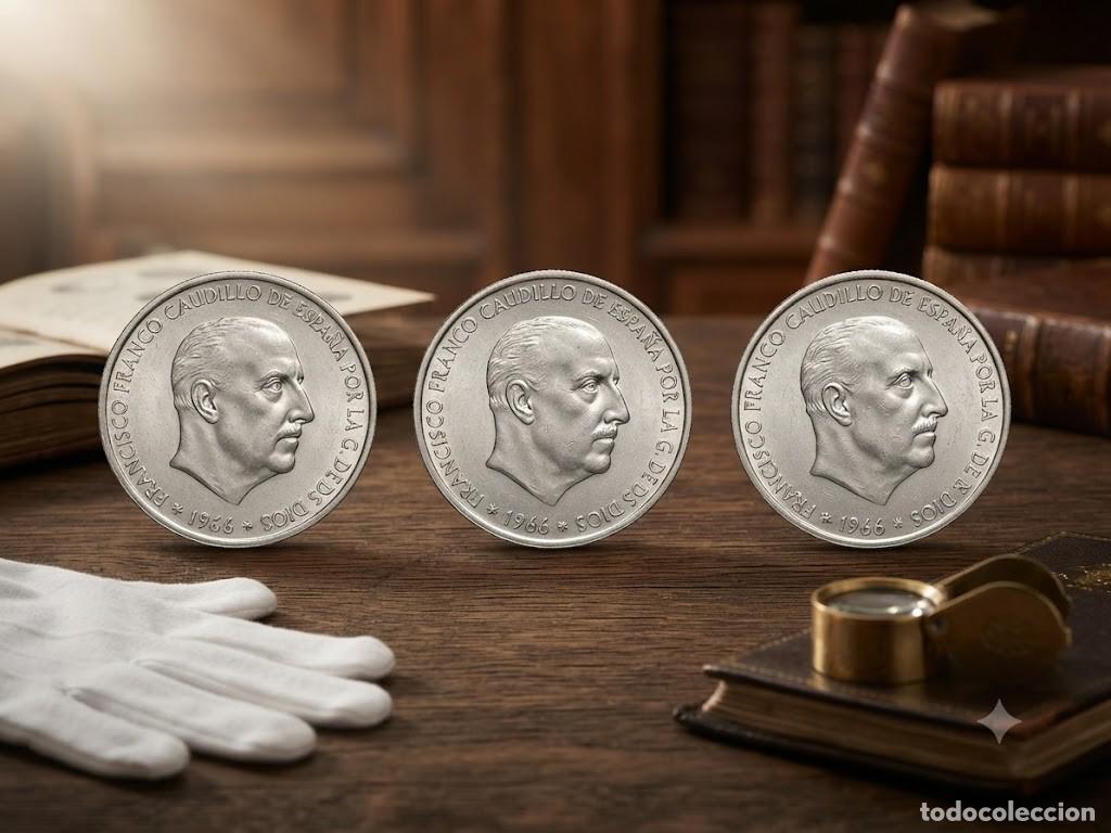 Monedas Franco: Lote 3 Monedas plata 100 pts Franco 1966 estrella 1967