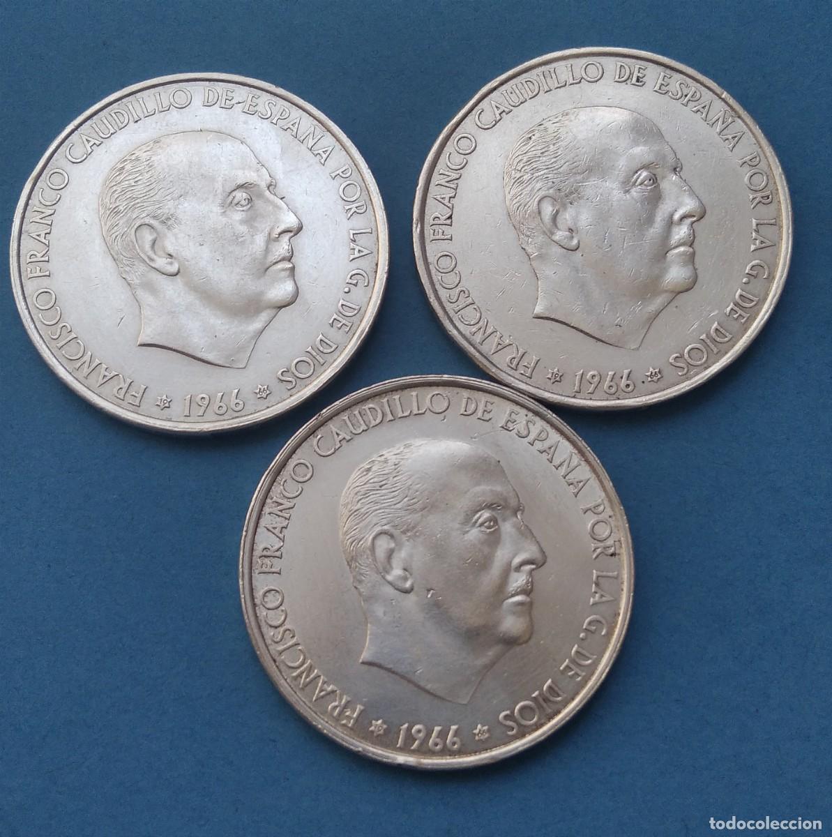 Monedas Franco: 3 MONEDAS 100 PESETAS 1966 PLATA
