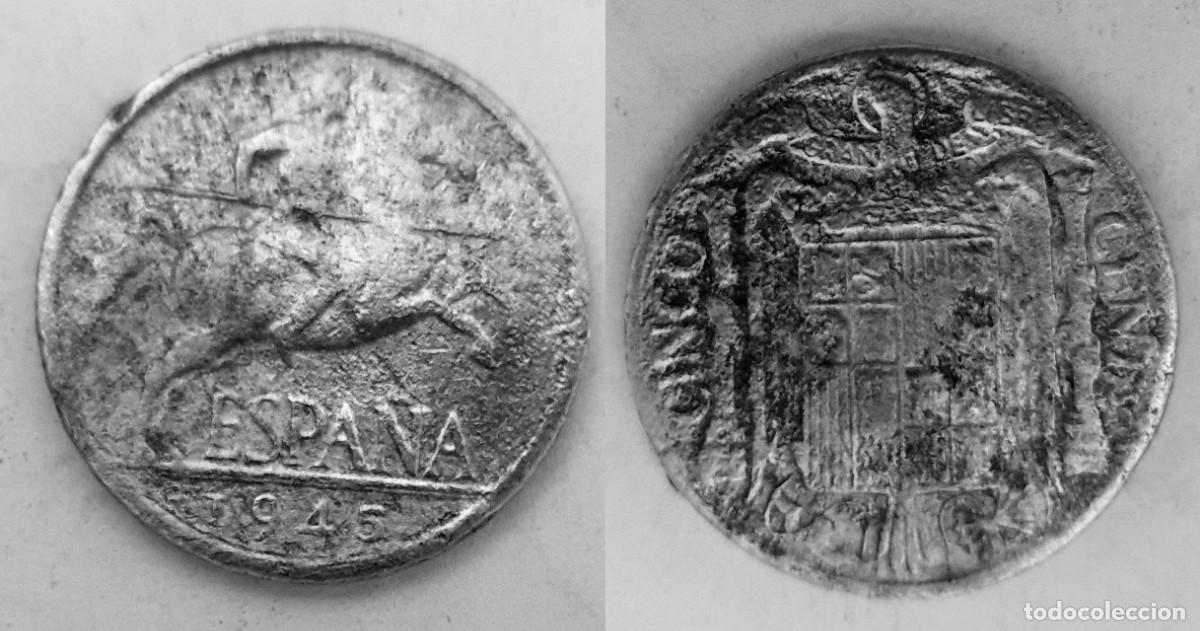 Monedas Franco: Espa&ntilde;a 10 C&eacute;ntimos 1945 &ndash; Estado Espa&ntilde;ol &ndash; KM#764