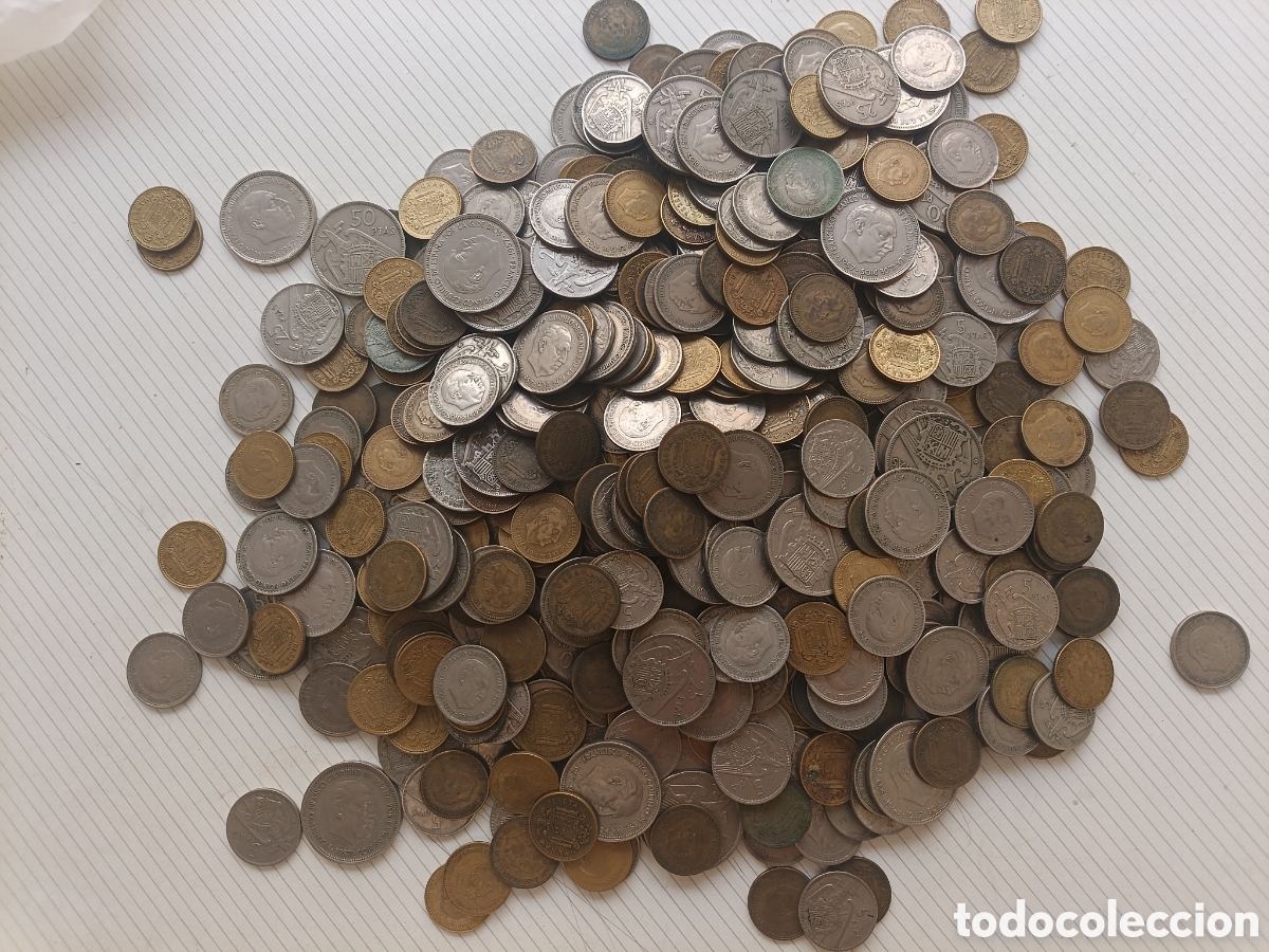 Monedas Franco: 2,550 kilos de monedas. Per&iacute;odo Franco