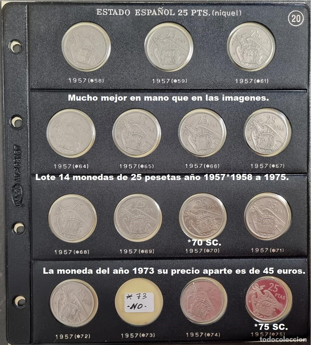 Monedas Franco: ESPA&Ntilde;A ESTADO ESPA&Ntilde;OL FRANCO. LOTE DE 14 MONEDAS DE 25 PESETAS DE FRANCO 1957 desde 1958 al 1975.