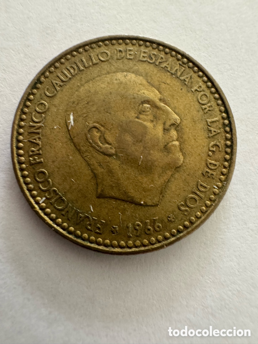 Monedas Franco: Moneda 1 peseta a&ntilde;o 1966 estrella 72