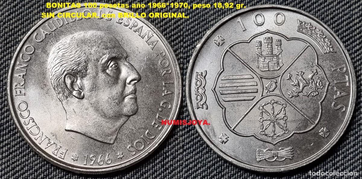 Monedas Franco: Estado espa&ntilde;ol Franco 100 pesetas plata 1966*1970 SIN CIRCULAR. Peso 18,90 gr.