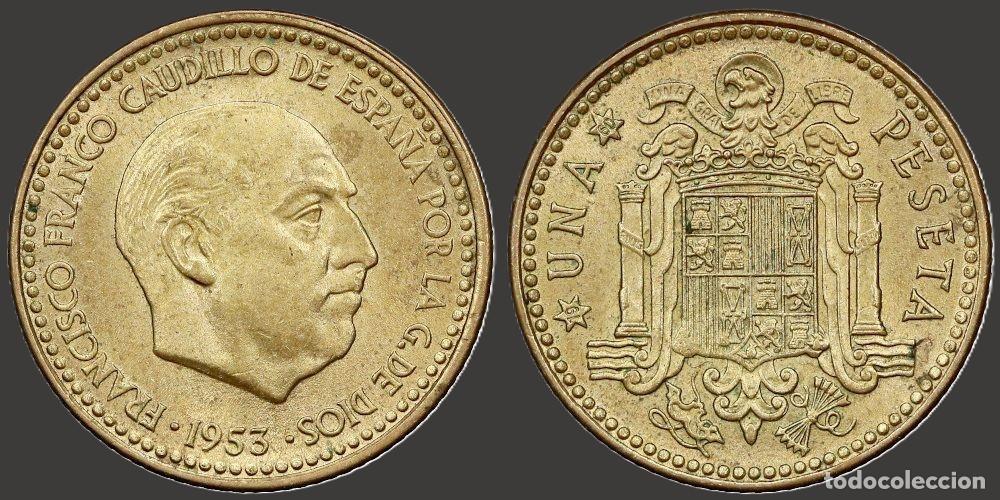 Monedas Franco: SPAIN 1 PESETA 1953*19-60