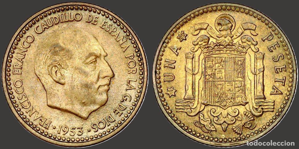 Monedas Franco: SPAIN 1 PESETA 1953*19-60