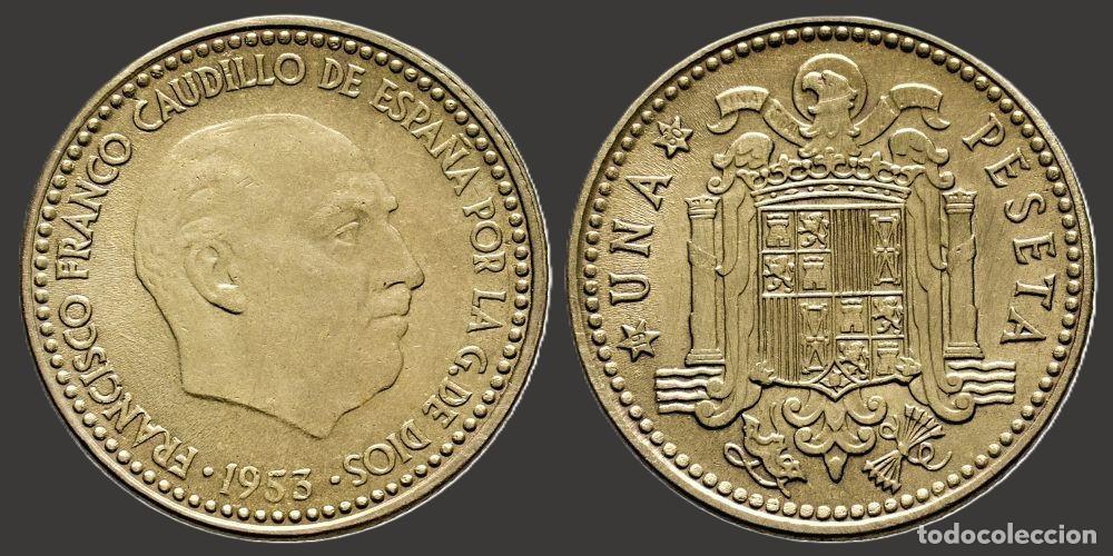 Monedas Franco: SPAIN 1 PESETA 1953*19-60