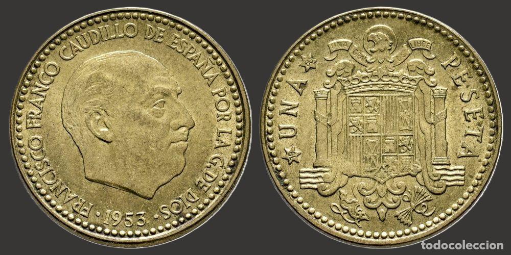 Monedas Franco: SPAIN 1 PESETA 1953*19-60