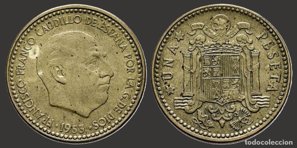 Monedas Franco: SPAIN 1 PESETA 1953*19-60