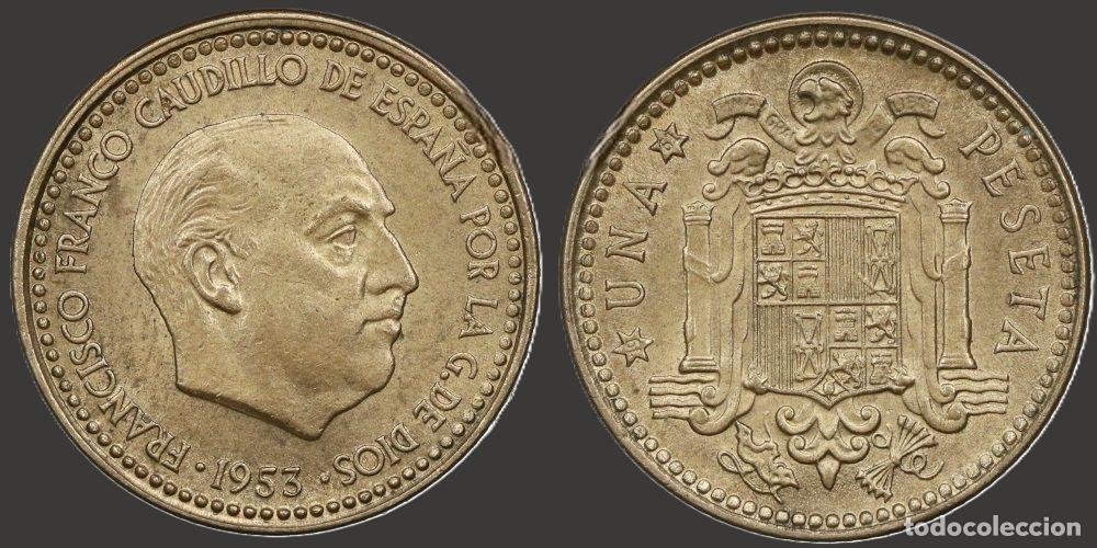 Monedas Franco: SPAIN 1 PESETA 1953*19-61