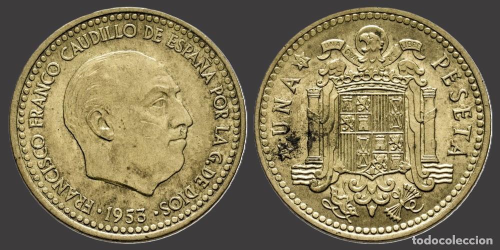 Monedas Franco: SPAIN 1 PESETA 1953*19-61