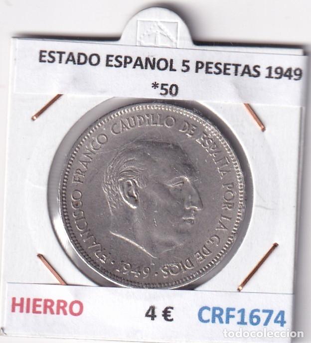 Monedas Franco: CRF1674 MONEDA ESPA&Ntilde;A ESTADO ESPA&Ntilde;OL 5 PESETAS 1949 *50 NIQUEL HIERRO