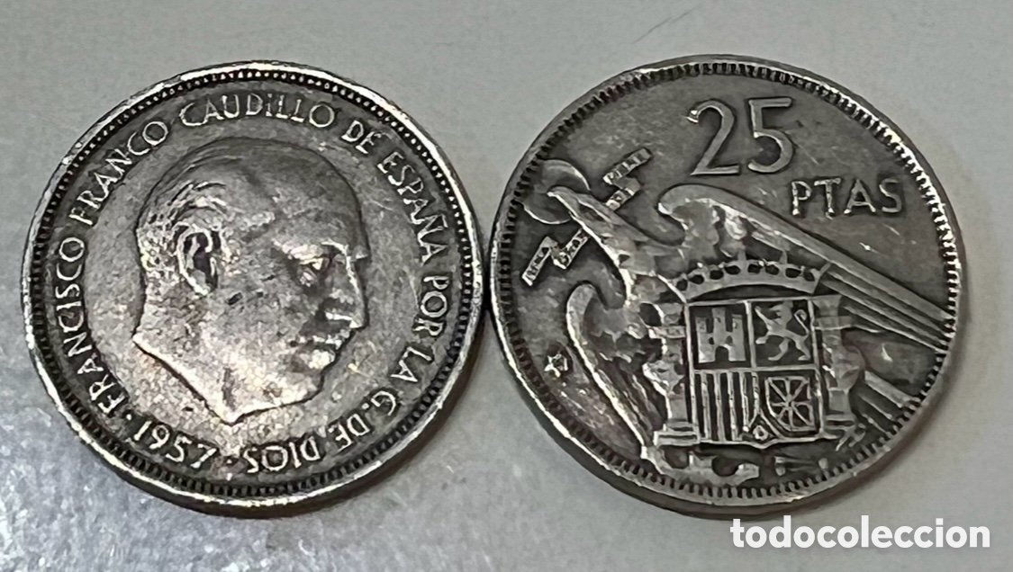 Monedas Franco: Moneda. Espa&ntilde;a. Franco. 25 Pesetas. 1957*58.