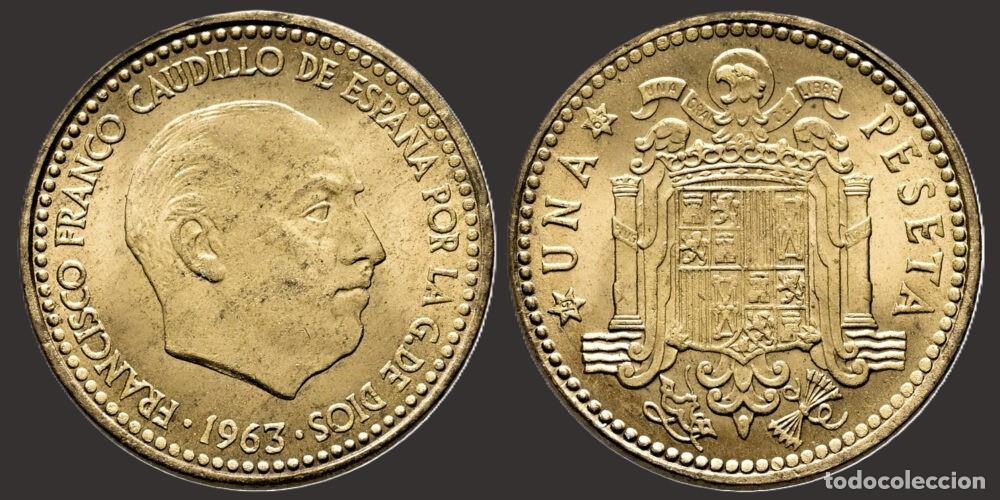Monedas Franco: SPAIN 1 PESETA 1963*19-63 UNCIRCULATED