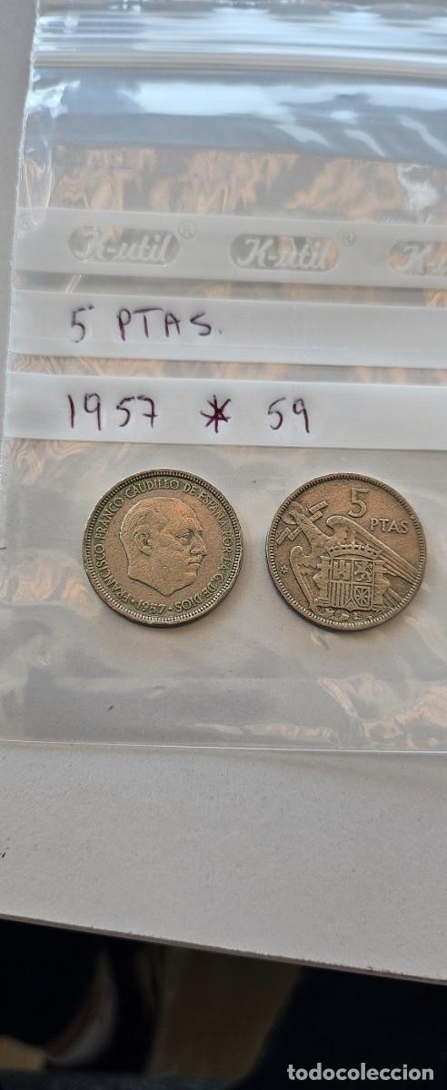 Monedas Franco: Moneda de 5 pesetas a&ntilde;o 1957