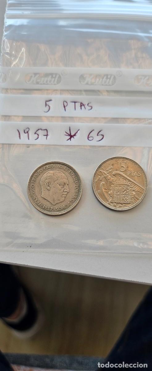 Monedas Franco: Moneda de 5 pesetas, a&ntilde;o 1957