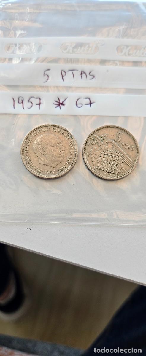 Monedas Franco: Moneda de 5 pesetas, a&ntilde;o 1957