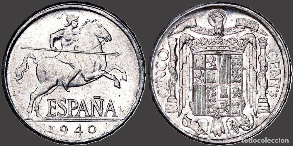 Monedas Franco: SPAIN 5 CENTS 1940 UNC - Foto 1