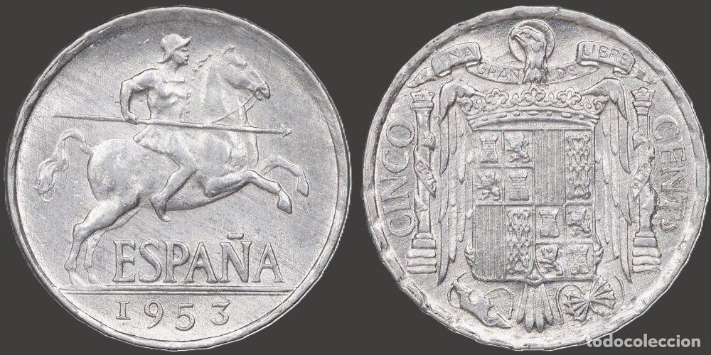 Monedas Franco: SPAIN 5 CENTS 1953 UNC