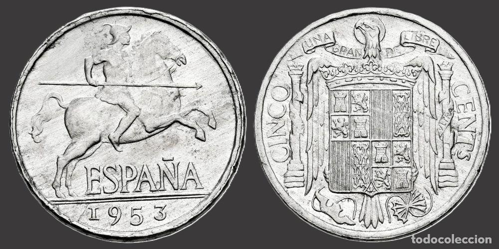 Monedas Franco: SPAIN 5 CENTS 1953 UNC