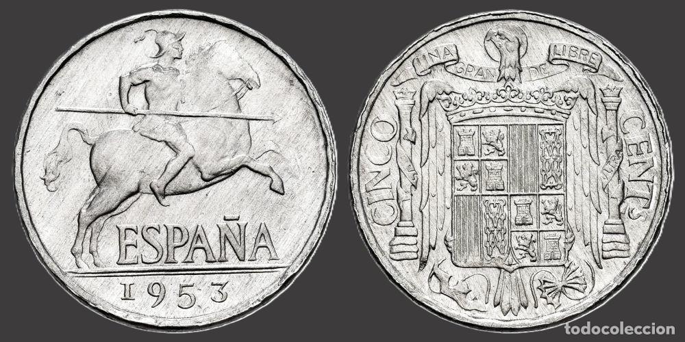 Monedas Franco: SPAIN 5 CENTS 1953 UNC