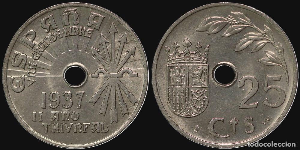 Monedas Franco: SPAIN 25 CENTS 1937 UNC