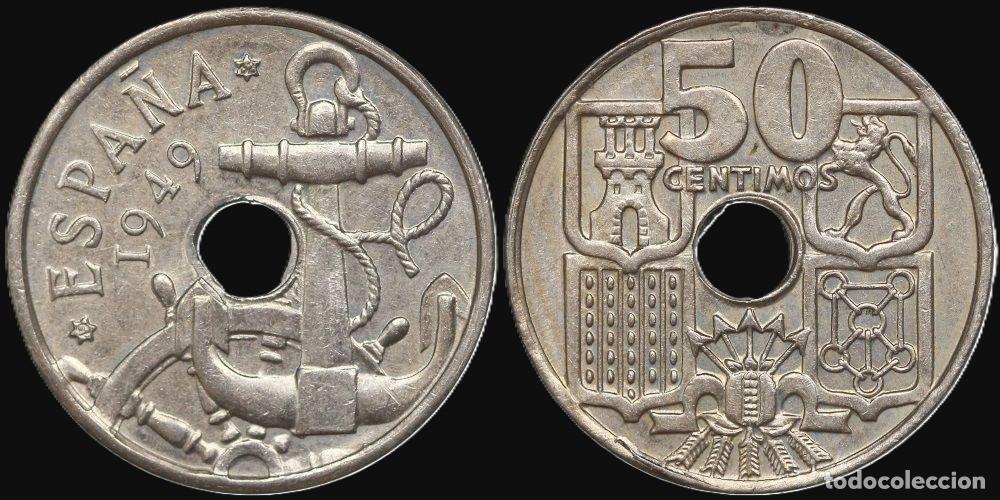 Monedas Franco: SPAIN 50 CENTS 1949*19-62 VERY GOOD CONDITION