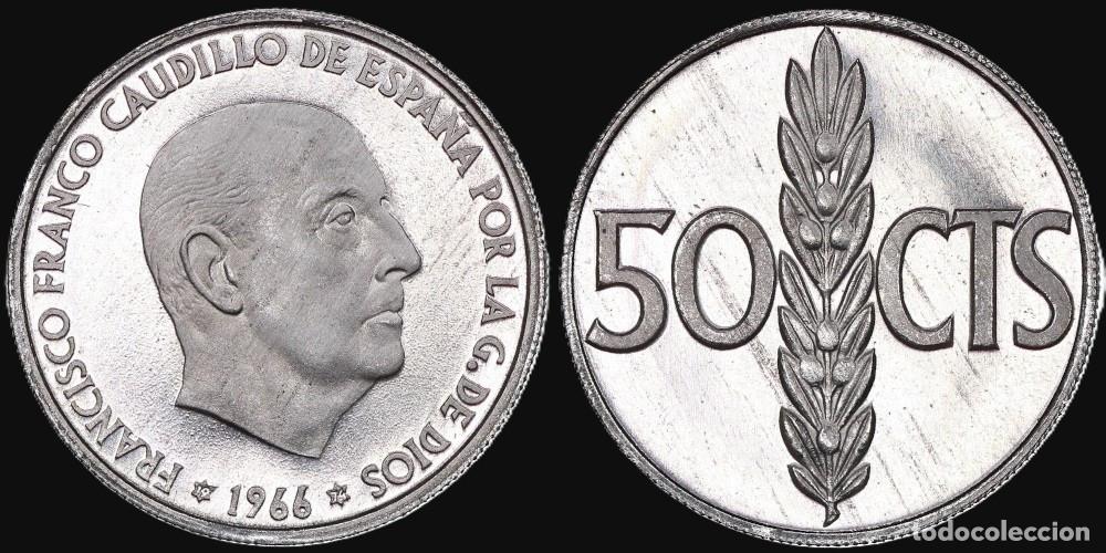 Monedas Franco: SPAIN 50 CENTS 1966*19-74 PROFF