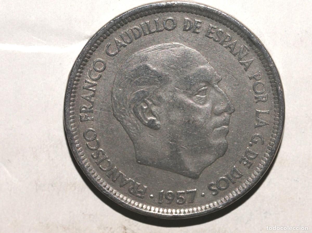 Monedas Franco: MONEDA DE 50 PTAS. DE 1957 ESTRELLAS 19 - 58. ERROR DE ACU&Ntilde;ACION